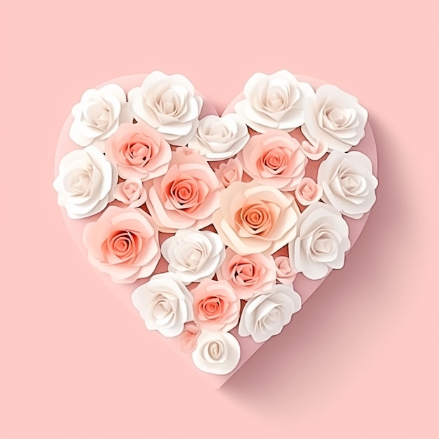 Kreatywny układ miłosny z miejscem kopiowania kwiatowego serca dla tekstu wygenerowanego przez Ai