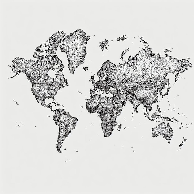 Zdjęcie kreatywny zarys mapy świata