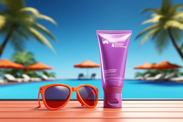 Krem przeciwsłoneczny lub balsam kosmetyczny z ochroną przed promieniowaniem ultrafioletowym spf letnich wakacji