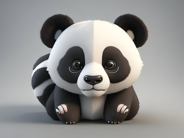 Kreskówka 3D panda ikona tło