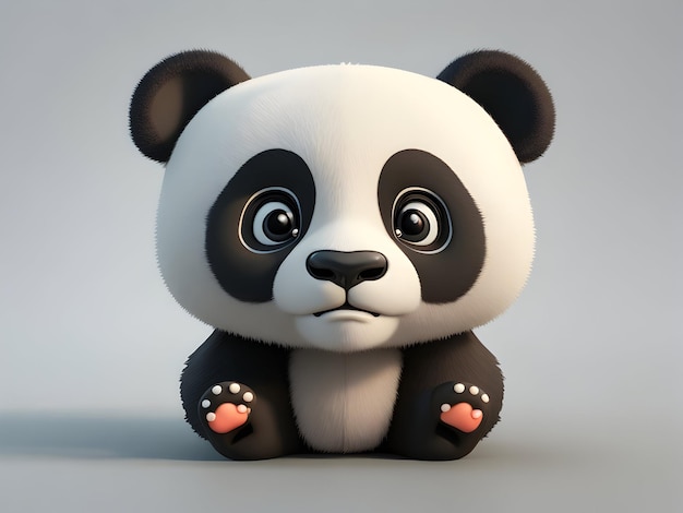 Kreskówka 3D panda ikona tło