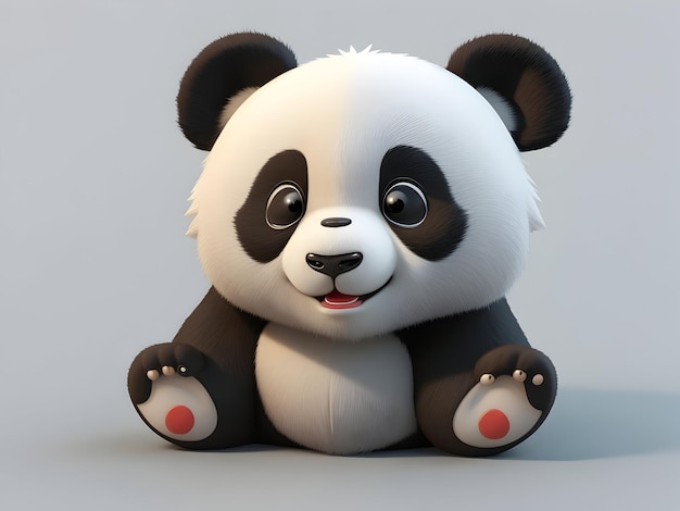 Kreskówka 3D panda ikona tło