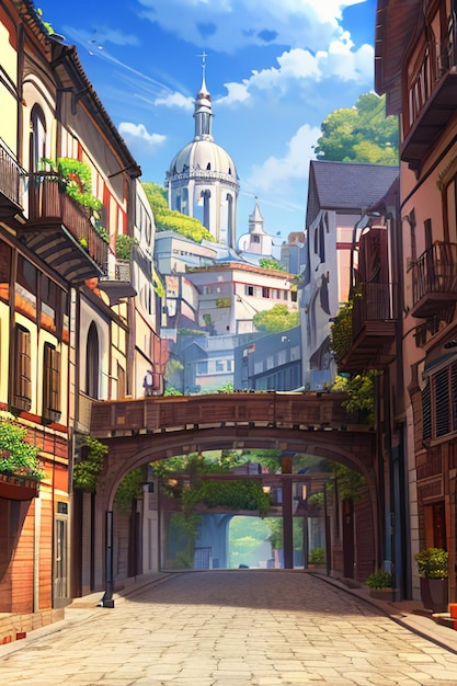 Kreskówka anime scena gry ilustracja krajobraz tapeta tło dzieci w stylu kreskówki