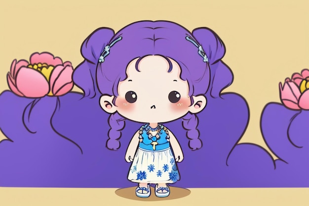 Kreskówka dziewczyna awatar styl anime tapeta tło ilustracja