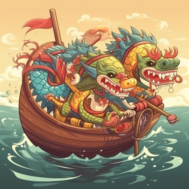 Kreskówka festiwal chińskich smoczych łodzi 8
