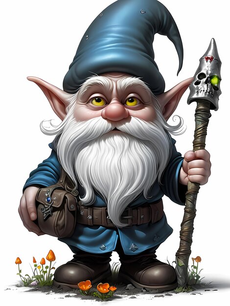 kreskówka gnomu fantasy gnomu uroczy 3d kreskówki gnomu izolowanego białego tła gnomu wiosennego