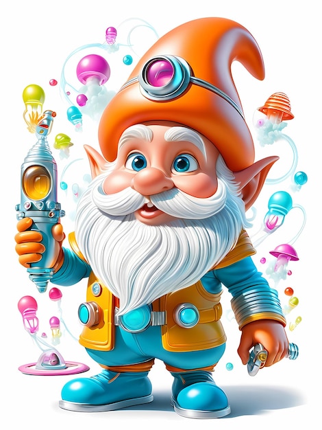 kreskówka gnomu fantasy gnomu uroczy 3d kreskówki gnomu izolowanego białego tła gnomu wiosennego