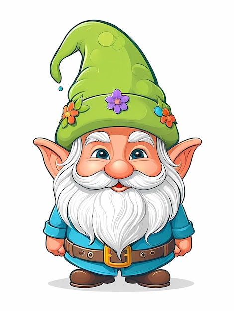 kreskówka gnomu fantasy gnomu uroczy 3d kreskówki gnomu izolowanego białego tła gnomu wiosennego