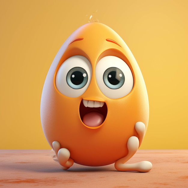 Kreskówka jajko z uśmiechniętą twarzą 3D renderowanej ilustracji