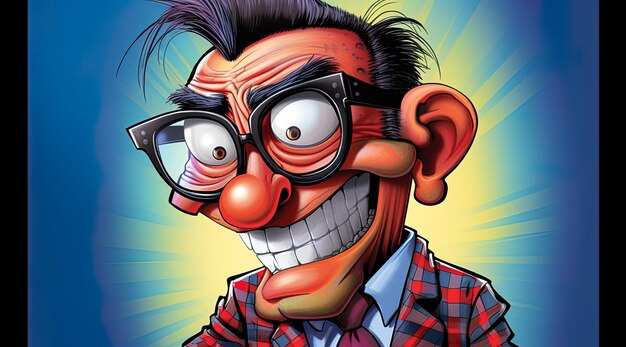kreskówka klauna z okularami i twarzą klauna