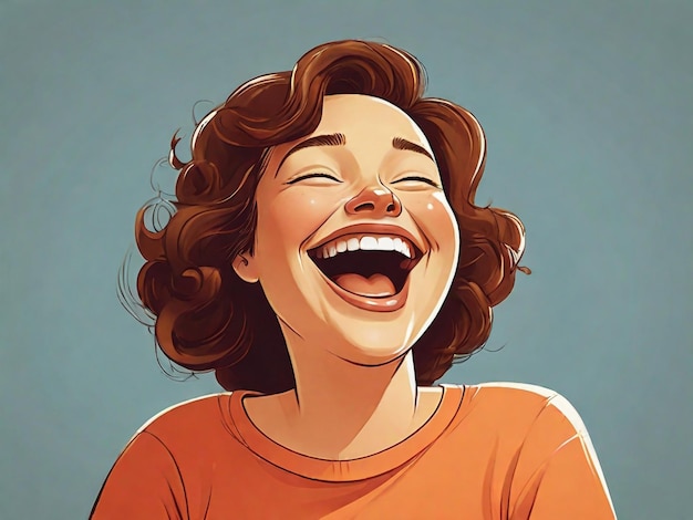kreskówka kobiety śmiejącej się z uśmiechem na twarzy