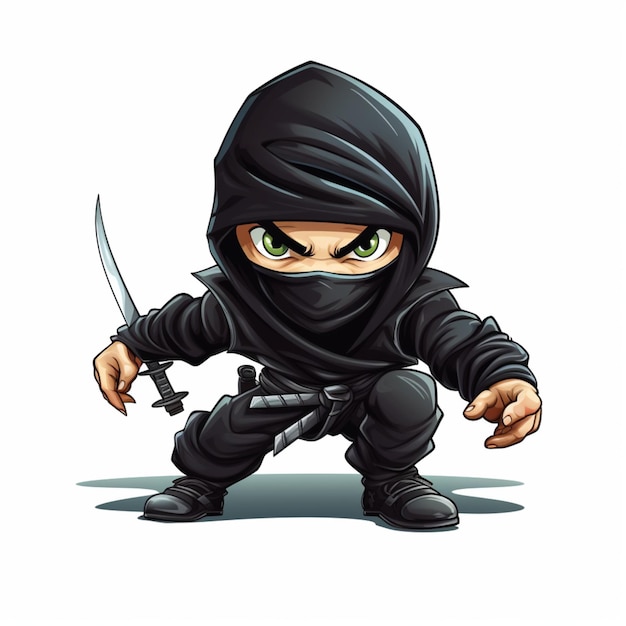 Zdjęcie kreskówka ninja na białym tle
