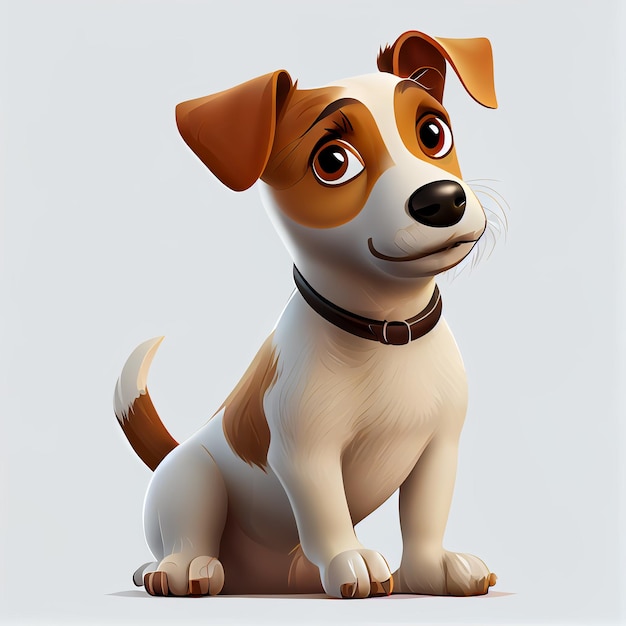 Kreskówka pies charakter animacja 3D na białym tle
