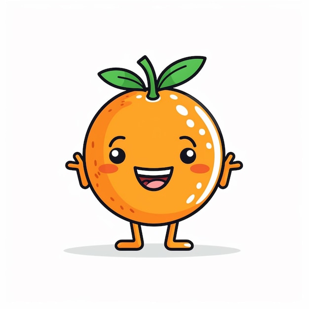 kreskówka pomarańcza ze szczęśliwą twarzą i ramionami generatywną ai
