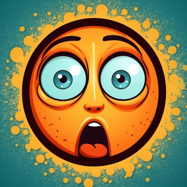 Zdjęcie kreskówka pomarańczowa z oczami i zaskoczonym wyrazem twarzy na niebieskim tle generatywny ai