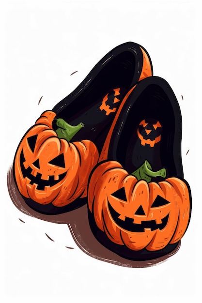 Kreskówka przedstawiająca kapcie na imprezę Halloween
