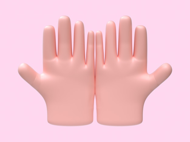 kreskówka ręka streszczenie śpiewać / symbol różowy tło renderowania 3d