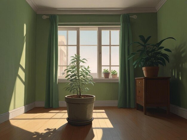 Zdjęcie kreskówka rośliny w garnku w pokoju