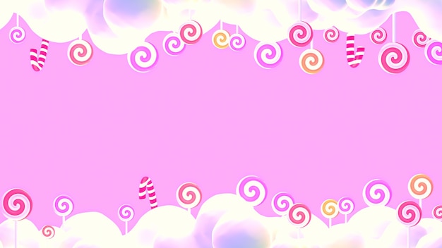 kreskówka słodki różowy lizak cukierkowy świat 3d renderowany obraz