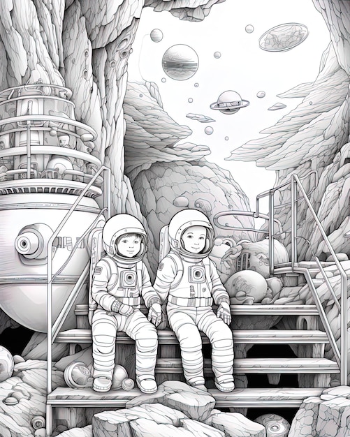 kreskówka statku kosmicznego i rakiety