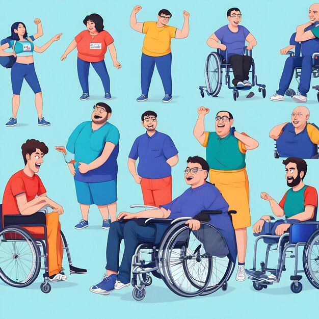 Kreskówka Światowy Dzień Osób Niepełnosprawnych Świętuj Międzynarodowy Dzień Osób Niepełnosprawnych AI Generuj