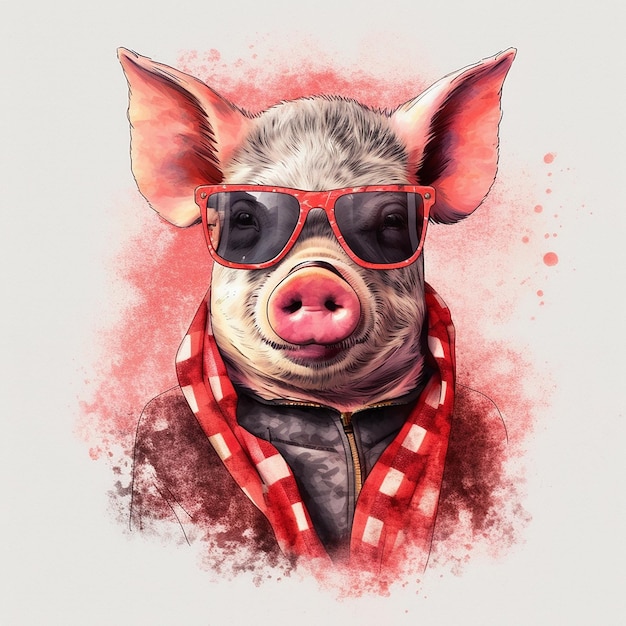 Kreskówka świnia w okularach