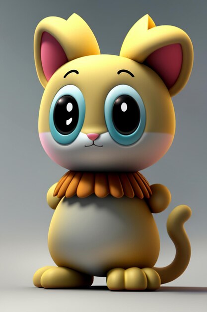 Zdjęcie kreskówka w stylu anime kawaii uroczy kot postać model renderowanie 3d projekt produktu gra zabawka ozdoba