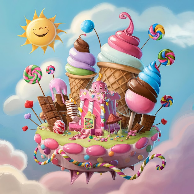 kreskówkowa ilustracja kolorowego lody i słowa lody na nim