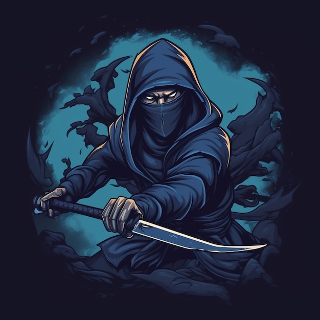 Kreskówkowe logo ninja dla marki gier