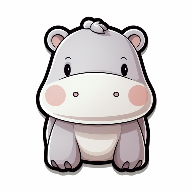 kreskówkowy hipopotam z białym tłem generatywny ai