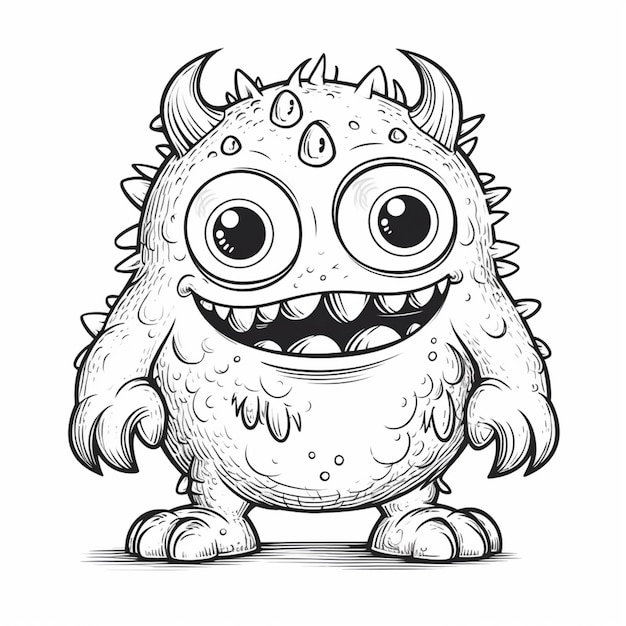 Zdjęcie kreskówkowy potwór z dużymi oczami i dużym uśmiechem generatywnej ai