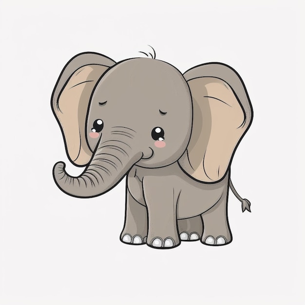 kreskówkowy słoń z dużymi uszami i dużym kły generatywny ai