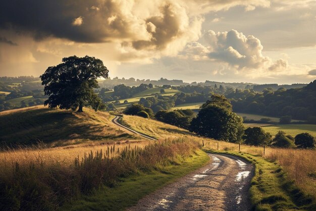 Zdjęcie kręta droga na angielskiej wsi