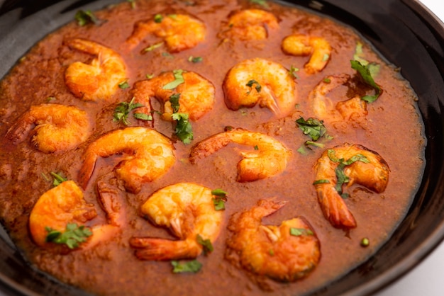 Krewetki Goan lub curry z krewetkami lub zinga masala znane również jako KolambiÃ‚Â kalwanÃ‚Â lub Tikhle