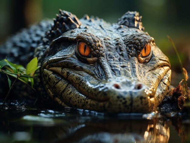 Krokodyl w swoim naturalnym środowisku Fotografia dzikiej przyrody Generacyjna sztuczna inteligencja