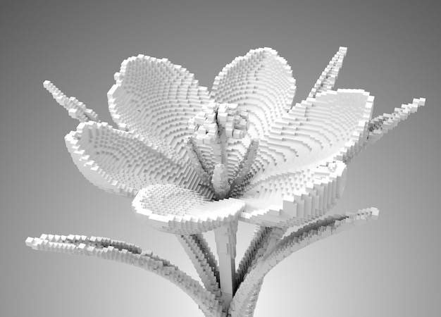Krokus biały kwiat 3D pikseli