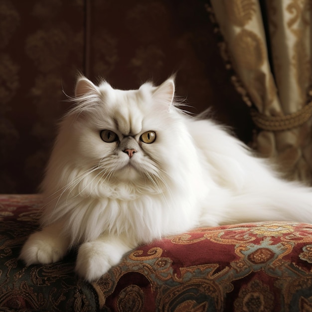 Królewski perski kot na miękkiej poduszce