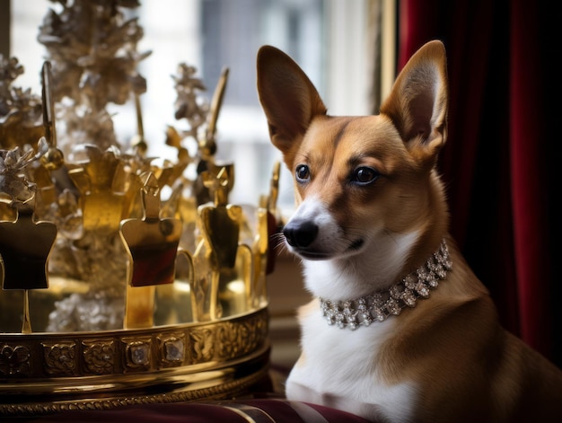 Zdjęcie królewski pies o królewskiej postawie w królewskiej scenerii