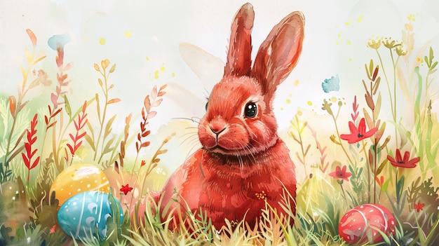 Zdjęcie królik siedzący na trawie