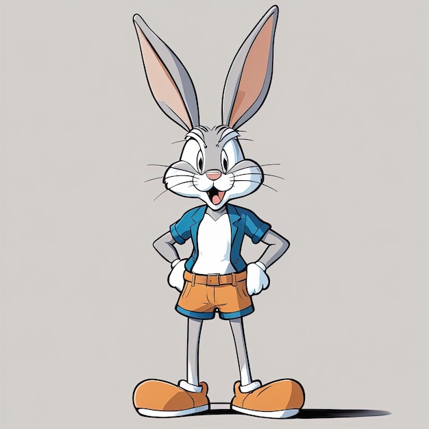 królik w białej koszulce i spodniach ilustracja kreskówka królika z bi