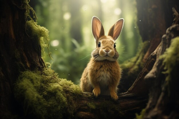 Królik w lesie Mały gryzoniak na wolności Słodki królik