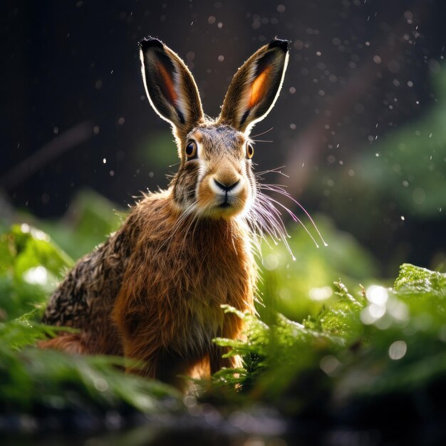 Królik w swoim naturalnym środowisku Fotografia dzikiej przyrody Generatywna sztuczna inteligencja