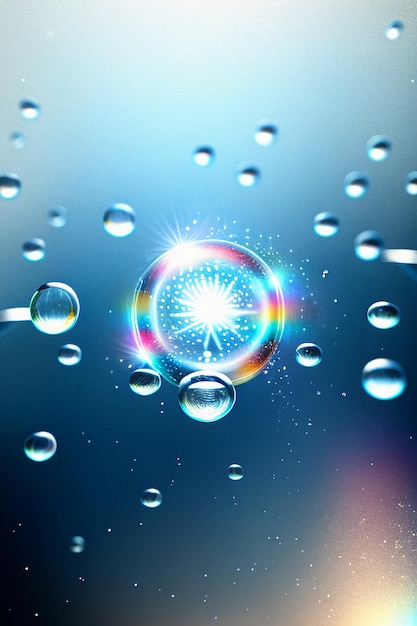 Zdjęcie kropelki wody bańka cząsteczki błyszczący biznes technologii tło projektowe materiał tapeta