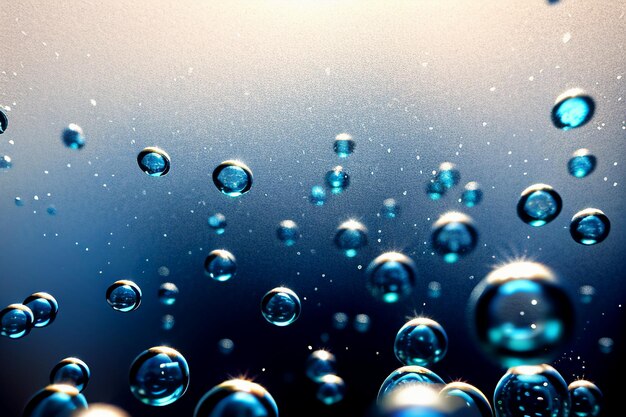 Zdjęcie kropelki wody bańka cząsteczki błyszczący biznes technologii tło projektowe materiał tapeta