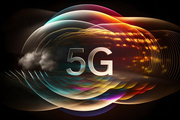 Zdjęcie kropki cząstek echnology 5g cyfrowe tło korporacyjne ai wygenerowane