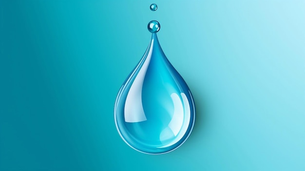Zdjęcie kropla wody na niebieskim tle izolowana kropla wody światowy dzień wody generatywny ai