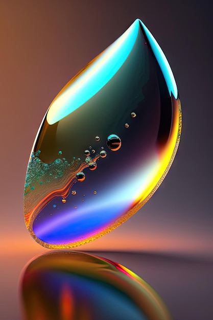 Kropla wody pod mikroskopem Niesamowite abstrakcyjne tło Renderowanie 3D sztuki cyfrowej