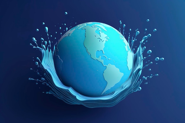 Kropla wody z ziemią Światowy Dzień Wody AI Generative