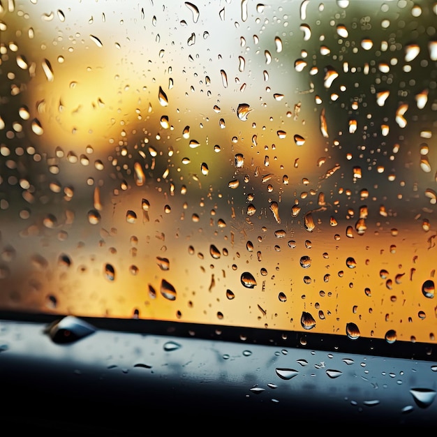 Krople deszczu na deszczowym oknie uosabiają refleksję i poczucie spokoju