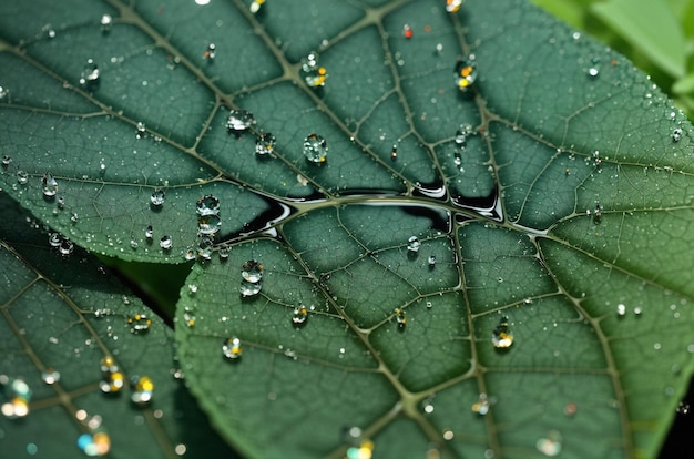 krople deszczu na liściach